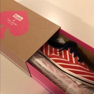 Kate Spade Keds Red/Mariner Striped Canvas